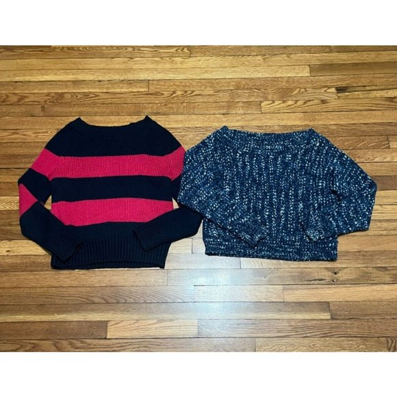 GAP Women's Sweaters - Navy and Pink Striped, Navy Speckled - Picture 1 of 9